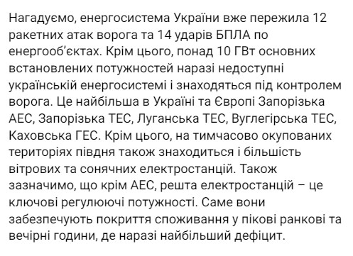 В Укренерго розповіли про ситуацію зі світлом 19 січня
