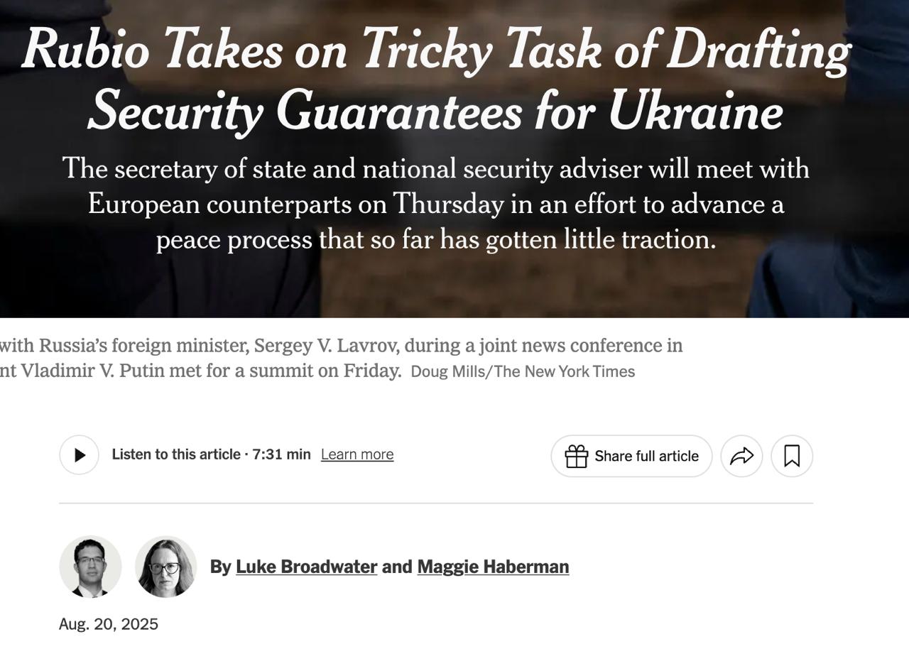 Снимок заголовка на nytimes.com